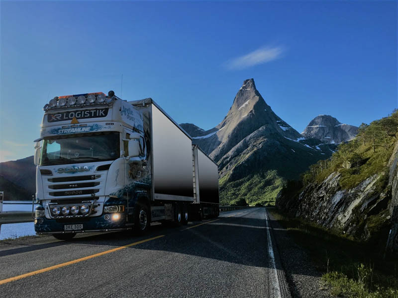XR truck with mountain in the background